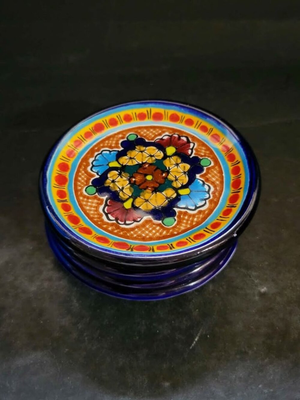Handmade, Hand-Painted Mexican Talavera Pottery Trinket or Coaster Plates